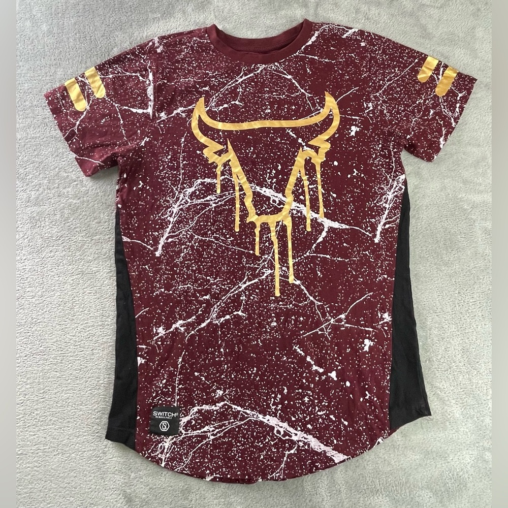 SWITCH REMARKABLE T Shirt Youth Big Boys XL / Men’s S Burgundy Bull Head Splat